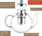 CNGLASS 600ml Glass Teapot with Removable Infuser,Clear Tea Kettle Stovetop Safe,Blooming and Loose Leaf Tea Maker - Image 6
