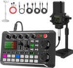 F998 Podcast Equipment Bundle, Audio Interface & BM888 Recording Studio Microphone, Professional Live Sound Card w/Dj Mixer Effects & Voice Changer for Live Streaming Gaming YouTube TikTok - Image 2