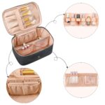 OCHEAL Makeup Bag, Portable Cosmetic Bag, Large Capacity Travel Makeup Case Organizer, Black For Women Toiletry Bag for Girls Traveling With Handle and Divider - Image 4