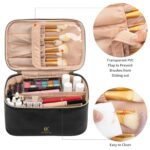 OCHEAL Makeup Bag, Portable Cosmetic Bag, Large Capacity Travel Makeup Case Organizer, Black For Women Toiletry Bag for Girls Traveling With Handle and Divider - Image 3