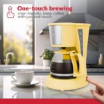 Holstein Housewares 5 Cup Drip Coffee Maker – Compact and User-Friendly with Auto Pause & Serve, Reusable Filter, Measuring Spoon & Glass Carafe, Office & Dorm Use, Yellow - Image 6
