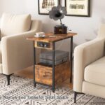 LIDYUK End Table with Charging Station, Narrow Side Table with Drawer and USB Ports & Power Outlets, Nightstand Bedside Tables for Small Spaces, Bedroom, Living Room, Rustic Brown - Image 6