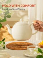 Sweese Porcelain Teapot, 40 Ounce Tea Pot - Large Enough for 5 Cups, White - Image 5