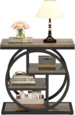 Tribesigns End Table for Living Room, 4-Tier Narrow Side Table with Storage Shelves, Industrial Bedside Table for Bedroom, Wood Small Sofa Side Table with Geometric Metal Frame (1 PC, Grey) - Image 8