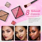 Color Nymph Starter Makeup Kit for Tweens Girls, Train Case for Women Full Kit with Eye Shadow, Lipstick, Blush, Brushes, Lipgloss, Mascara, Brow Wax and Mirror Pink Full Starter Cosmetics Set - Image 5