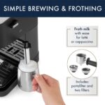 De'Longhi Stilosa Manual Espresso Machine, Compact Coffee Maker, 15 Bar Pump Pressure, Manual Milk Frother Steam Wand for Authentic Single & Double Espresso, Lattes & Cappuccinos, Tamper Included - Image 4