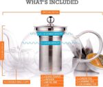 Glass Teapot Set with 4 Double Wall Teacups & Removable Stainless Steel Infuser - Microwave Dishwasher Safe Clear Blooming Loose Leaf Teas, Tea Maker Gift - Image 5