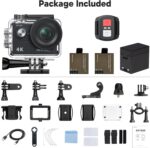AKASO EK7000 4K30FPS 20MP WiFi Action Camera with EIS Ultra HD 131FT Waterproof Underwater Camera Remote Control 4X Zoom Support External Microphone Black - Image 9
