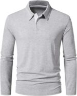 A WATERWANG Men's Long Sleeve Polo Shirts, Slim-fit Cotton Golf Polo Shirts Basic Designed - Image 2