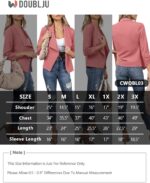 DOUBLJU Ruched 3/4 Sleeve Open Front Draped Blazers Business Casual Basic Work Jackets for Womens Clothes with Plus Size - Image 7