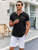 COOFANDY Mens Short Sleeve Dress Shirts Casual Wrinkle Free Shirt Plaid Collar Summer Button Down Shirts - Image 3