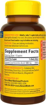 Nature Made Vitamin C 500 mg with Rose Hips, Dietary Supplement for Immune Support, 130 Caplets, 130 Day Supply - Image 9