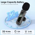 USB C Mini Wireless Lavalier Microphone for iPhone/Android,Lapel Mic with Magnetic Clip-on for Record Video，Lav Mic with LED Display Podcast Vlog Content Creator Interview - Image 5