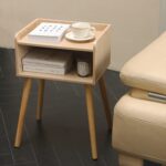MaxSmeo Nightstand, Mid Century Modern Side Table Bedroom with Storage, Small End Bedside Table with Solid Wood Legs for Living Room, Office Small Spaces (Natural) - Image 3