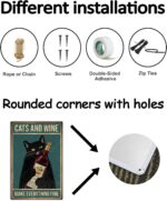 Vintage Black Cat Wine Wall Decor, Funny Cat and Wine Bottle Signs, Cats and Wine Makes Everything Fine Retro Wall Metal Sign for Bedroom Bathroom Office Bar Coffee Kitchen, Gift Cat Lovers 8x12″ - Image 3