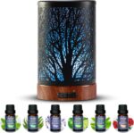 Oil Diffuser with Essential Oils Set – Aromatherapy Oil Diffuser 150ml with 6 Essential Oils Set, Cool Mist Diffusers for Essential Oils, Waterless Auto Shut-Off,7 Colors Night Light, Gifts for Mom - Image 2