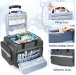 Damero Rolling Medical Bag with Detachable Trolley, Empty Emergency Response Supplies Bag with Removable Dividers, Medical Equipment Storage Bag for Home Health Nurses, Doctors, EMT, EMS, Gray - Image 4