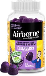 Airborne Elderberry + Zinc & Vitamin C Gummies For Adults, Immune Support Vitamin D & Zinc Gummies With Powerful Antioxidant Vitamins C D & E - 50 Gummies, Elderberry Flavor - Image 2
