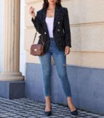 CCTOO Womens Tweed Blazers Casual Jackets Long Sleeve Oversized Open Front Plaid Blazer Jackets Work Suits with Pockets - Image 6