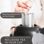 Steinzeit Design Tea Pot (44 oz) - Premium Ceramic Teapot with Infuser for Loose Tea - Black Teapot Ceramic with Removable Strainer - Image 6