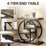 Tribesigns End Table for Living Room, 4-Tier Narrow Side Table with Storage Shelves, Industrial Bedside Table for Bedroom, Wood Small Sofa Side Table with Geometric Metal Frame (1 PC, Grey) - Image 7