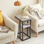 HOOBRO Foldable End Table, C Shaped Side Table with Storage Shelf, Small Snack Table Suitable for Living Room Bedroom Small Spaces, Easy Assembly, Greige and Black BG29SF01 - Image 5
