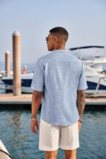 COOFANDY Men's Casual Henley Shirt Short Sleeve Band Collar Linen Shirt Summer Beach Hippie T-Shirts - Image 4