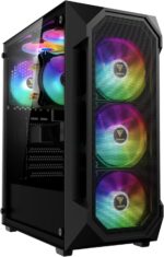 GAMDIAS ATX Mid Tower Gaming Computer PC Case Tempered Glass, Built-in 4X 120mm ARGB Case Fans, Front Airflow Mesh, Up to 6x120mm Fans, 340mm GPU/VGA, 360mm AIO/Radiator, 160mm CPU Cooler - Image 2