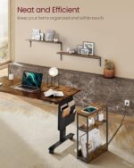 VASAGLE Side Table with Charging Station, Narrow End Table, 3-Tier Nightstand, Sofa Table for Small Spaces, Magazine Rack, for Living Room, Bedroom, Study, Rustic Brown and Ink Black ULET335K01 - Image 8