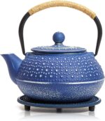 Juvale Cast Iron Teapot with Infuser - Blue, 27 oz (800 mL) - Stovetop Tea Kettle for Loose Leaf Tea - Includes Stainless Steel Infuser & Trivet - Image 2
