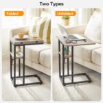 HOOBRO Foldable End Table, C Shaped Side Table with Storage Shelf, Small Snack Table Suitable for Living Room Bedroom Small Spaces, Easy Assembly, Greige and Black BG29SF01 - Image 9