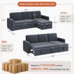 Yaheetech Sectional Sofa L-Shaped Sofa Couch Bed w/Chaise & USB, Reversible Couch Sleeper w/Pull Out Bed & Storage Space Living Room Dark Gray - Image 3