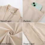 Belle Poque Women's Linen Blazer Lightweight Long Sleeve Shawl Lapel Suit Jacket Coat for Office Work Travel - Image 6