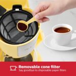 Holstein Housewares 5 Cup Drip Coffee Maker – Compact and User-Friendly with Auto Pause & Serve, Reusable Filter, Measuring Spoon & Glass Carafe, Office & Dorm Use, Yellow - Image 4