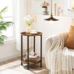 HOOBRO Round Side Table, Wooden Look Accent End Table for Sofa Couch, Round Nightstand with 2-Tier Storage Shelf, for Small Spaces in Living Room, Bedroom, Rustic Brown BF58BZ01G1 - Image 9