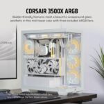 CORSAIR 3500X ARGB Mid-Tower ATX PC Case – Panoramic Tempered Glass – Reverse Connection Motherboard Compatible – 3X CORSAIR RS120 ARGB Fans Included – White - Image 3