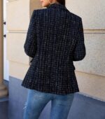 CCTOO Womens Tweed Blazers Casual Jackets Long Sleeve Oversized Open Front Plaid Blazer Jackets Work Suits with Pockets - Image 4