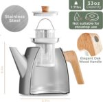 WALDWERK Tea Pot with Infuser - Double Wall Stainless Steel Teapot - Tea Pot with Infuser for Loose Tea - Made from 304 Stainless Steel and Oak Wood - Isolated Teapot with Strainer - 100% Drip Free - Image 7