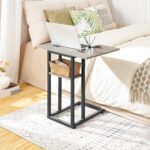HOOBRO Foldable End Table, C Shaped Side Table with Storage Shelf, Small Snack Table Suitable for Living Room Bedroom Small Spaces, Easy Assembly, Greige and Black BG29SF01 - Image 6