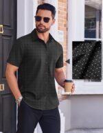 COOFANDY Mens Wrinkle Free Dress Shirt Polka Dot Short Sleeve Button Down Business Casual Shirts - Image 5