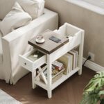 ChooChoo Farmhouse End Table with Charging Station, Accent Small Side Table Nightstand for Living Room, Bedroom, and Small Spaces - Soft White - Image 4