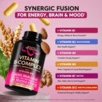 Vitamin B Complex for Men & Women - Riboflavin B2, B12, B1, B3, B5, B6, B7, B8, B9 | Vitamin C, Choline, Inositol - B-Complex Supplement - Energy, Brain & Heart Support - Made in USA, 60 Vegan Caps - Image 5