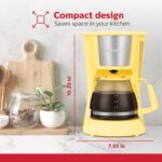 Holstein Housewares 5 Cup Drip Coffee Maker – Compact and User-Friendly with Auto Pause & Serve, Reusable Filter, Measuring Spoon & Glass Carafe, Office & Dorm Use, Yellow - Image 7