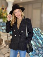 Angashion Womens Tweed Blazer Jackets: Fashion Casual Open Front Elegant Houndstooth Plaid Jacket Coat with Pockets - Image 5