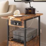 LIDYUK End Table with Charging Station, Narrow Side Table with Drawer and USB Ports & Power Outlets, Nightstand Bedside Tables for Small Spaces, Bedroom, Living Room, Rustic Brown - Image 7