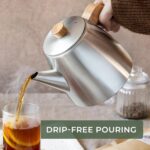 WALDWERK Tea Pot with Infuser - Double Wall Stainless Steel Teapot - Tea Pot with Infuser for Loose Tea - Made from 304 Stainless Steel and Oak Wood - Isolated Teapot with Strainer - 100% Drip Free - Image 5