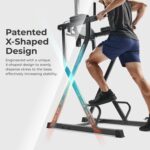 Sunny Health & Fitness Power Tower, Dip Bar, Push-Up & Pull Up Assisting Parallette Station w Optional Rock Climbing Grip Trainer - Image 4