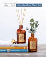 Craft & Kin Lily & Jasmine Diffuser Reed Diffuser | All Natural Essential Oil & 8 Rattan Scent Sticks | Reed Diffusers for Home, Bathroom | Long Lasting Home Fragrance in Amber Glass, 5.75oz - Image 5