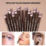 MAANGE 20 PCS Foundation Makeup Brush Set, Double-ended Kabuki Contour Brush for Liquid Powder Concealer Blending Blush Face Makeup Tools (Coffee) - Image 8