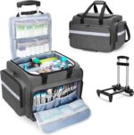 Damero Rolling Medical Bag with Detachable Trolley, Empty Emergency Response Supplies Bag with Removable Dividers, Medical Equipment Storage Bag for Home Health Nurses, Doctors, EMT, EMS, Gray - Image 2